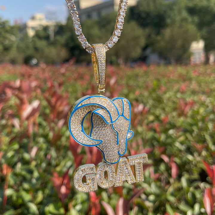 NEW | Goat Iced Out Diamond Pendant Necklace