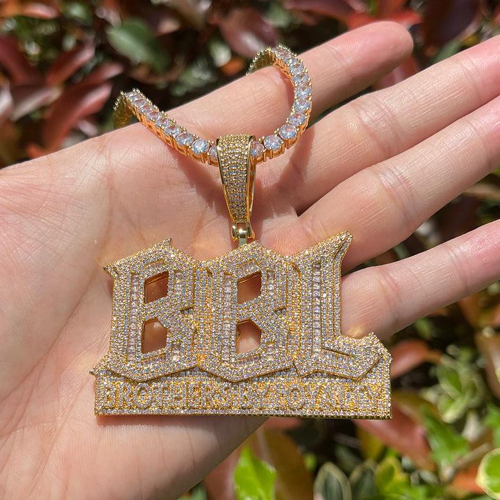 BBL Brothers By Loyalty Iced Out Diamond Pendant Necklace