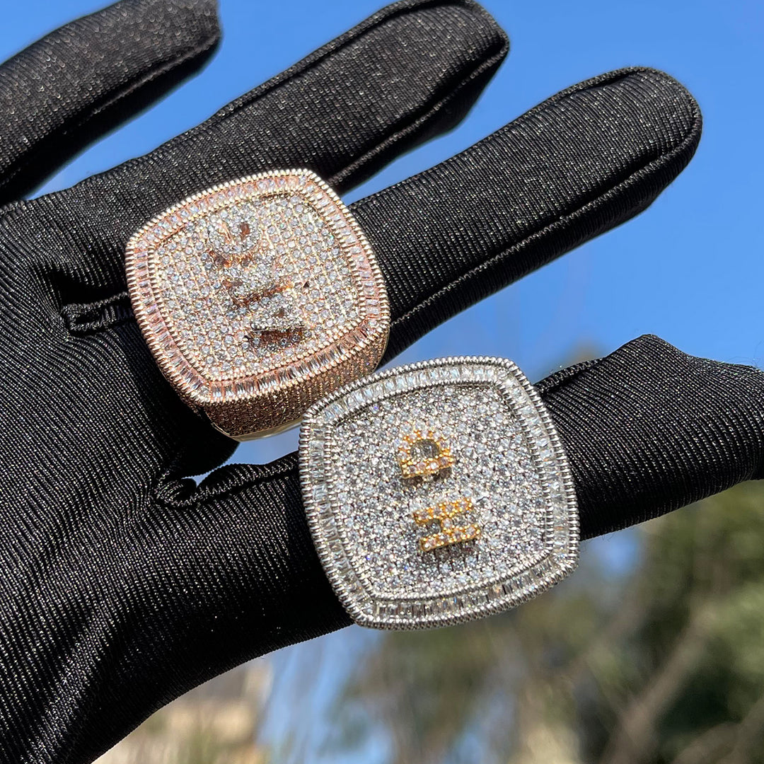 Iced Out Custom Letters Diamond Ring