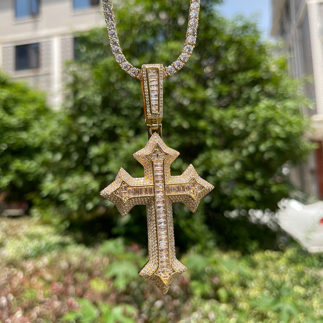 NEW | Eternal Ice Cross Iced Out Diamond Pendant Necklace