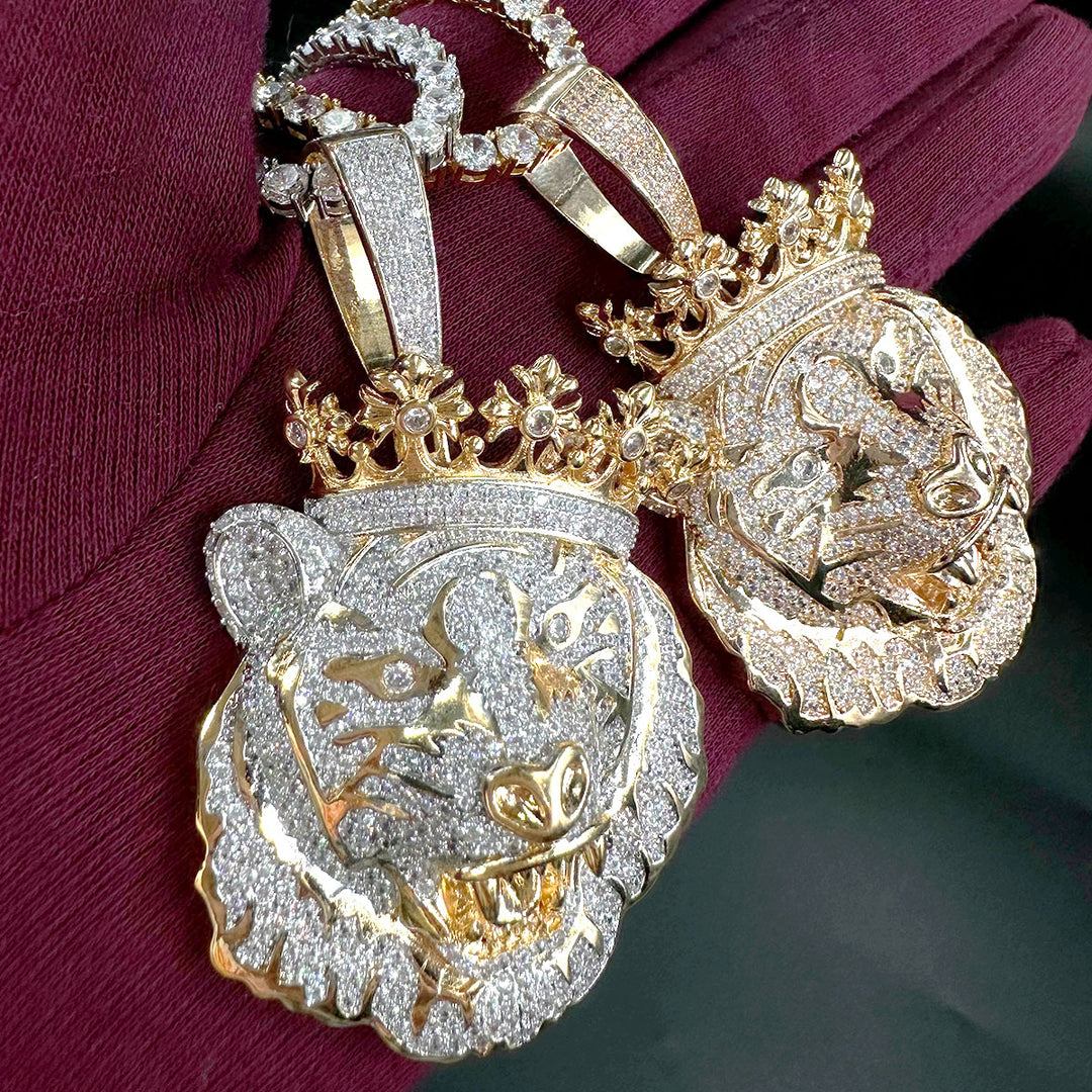 NEW | Crowned Tiger Iced Out Diamond Pendant Necklace