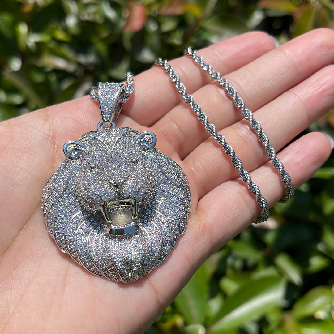 NEW | Lion Head Iced Out Diamond Pendant Necklace