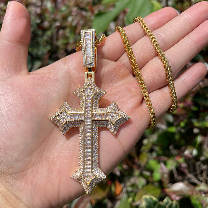 NEW | Eternal Ice Cross Iced Out Diamond Pendant Necklace