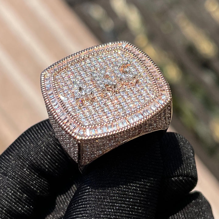 Iced Out Custom Letters Diamond Ring