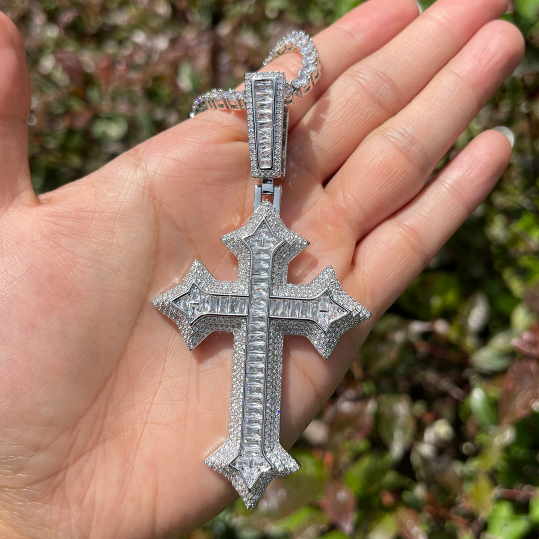 NEW | Eternal Ice Cross Iced Out Diamond Pendant Necklace