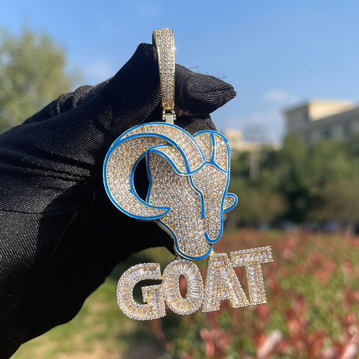 NEW | Goat Iced Out Diamond Pendant Necklace