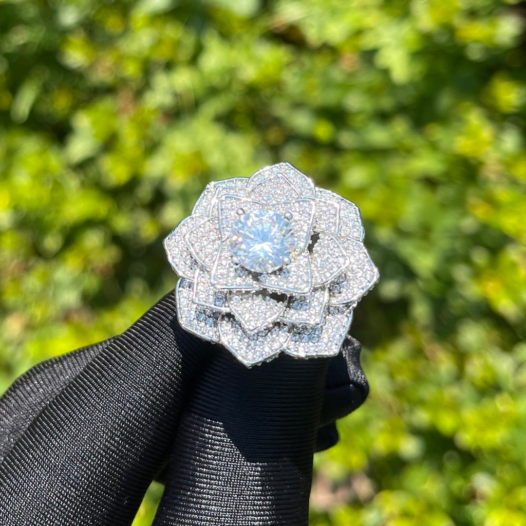 NEW | Rose Flower Iced Out Diamond Ring