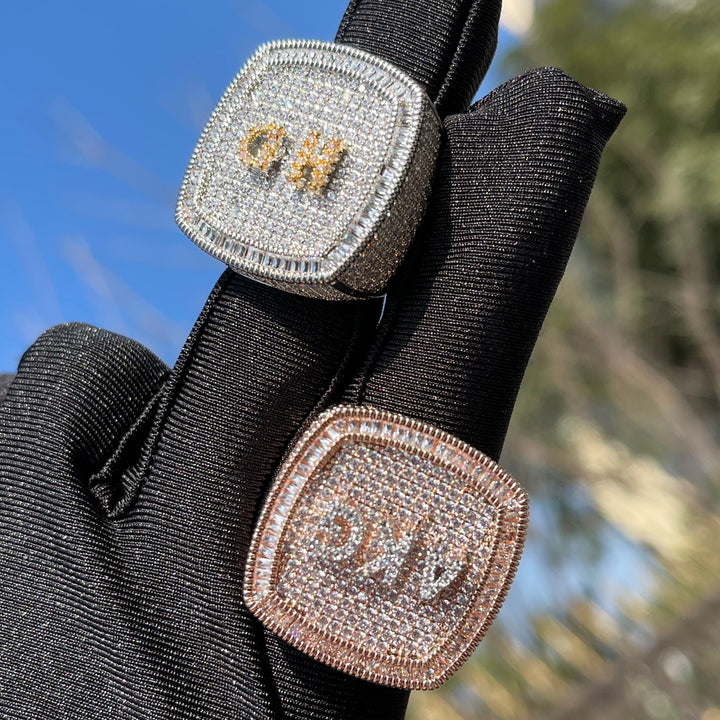 Iced Out Custom Letters Diamond Ring