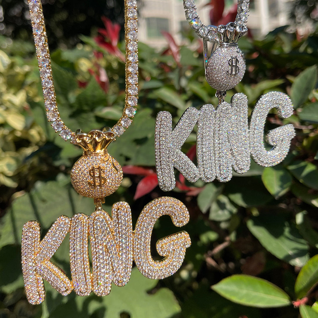 Bag Chaser Drip Iced Out Personalized Custom Name Necklace Pendant